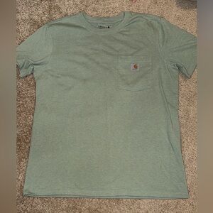 Carhartt Green Pocket Tee Women’s Large Loose Fit Workwear T Shirt